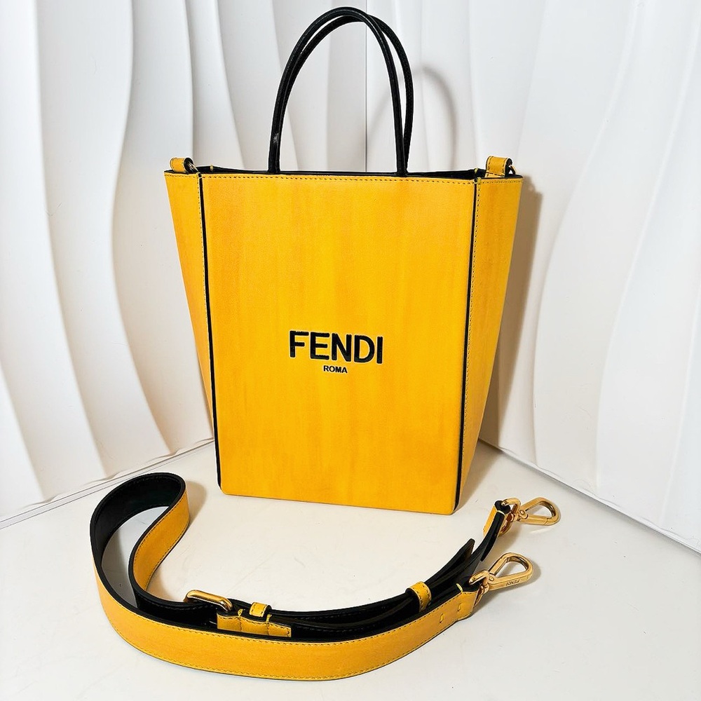 Fendi Yellow Leather Roma Tote Bag